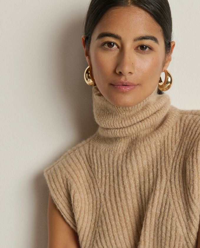 Nation Isha Turtleneck Tank Shiny Moonbeam-Sweaters-West of Woodward Boutique-Vancouver-Canada