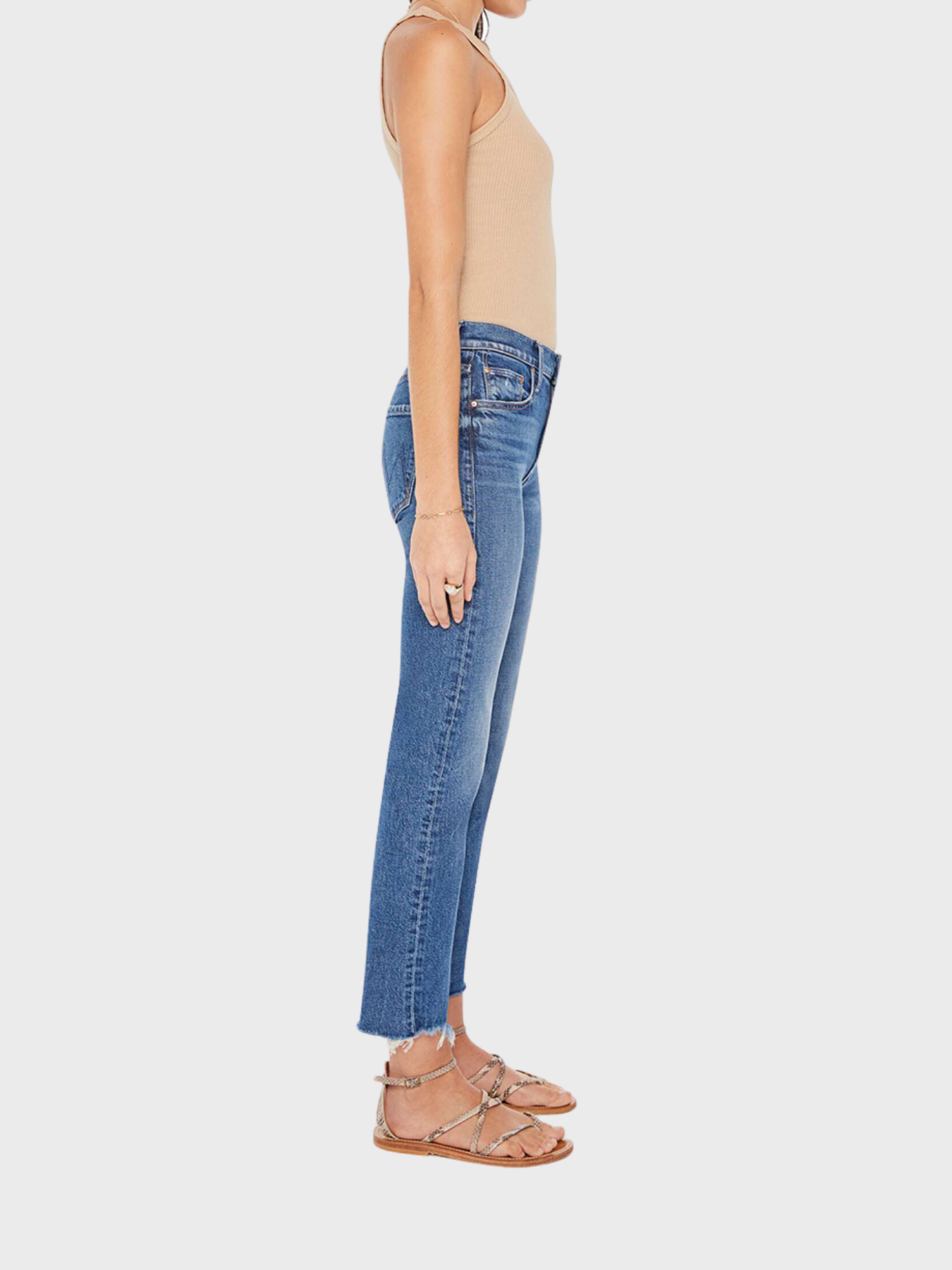 Mother Mid Rise Rider Ankle Fray Denim Jeans Local Charm-Denim-West of Woodward Boutique-Vancouver-Canada