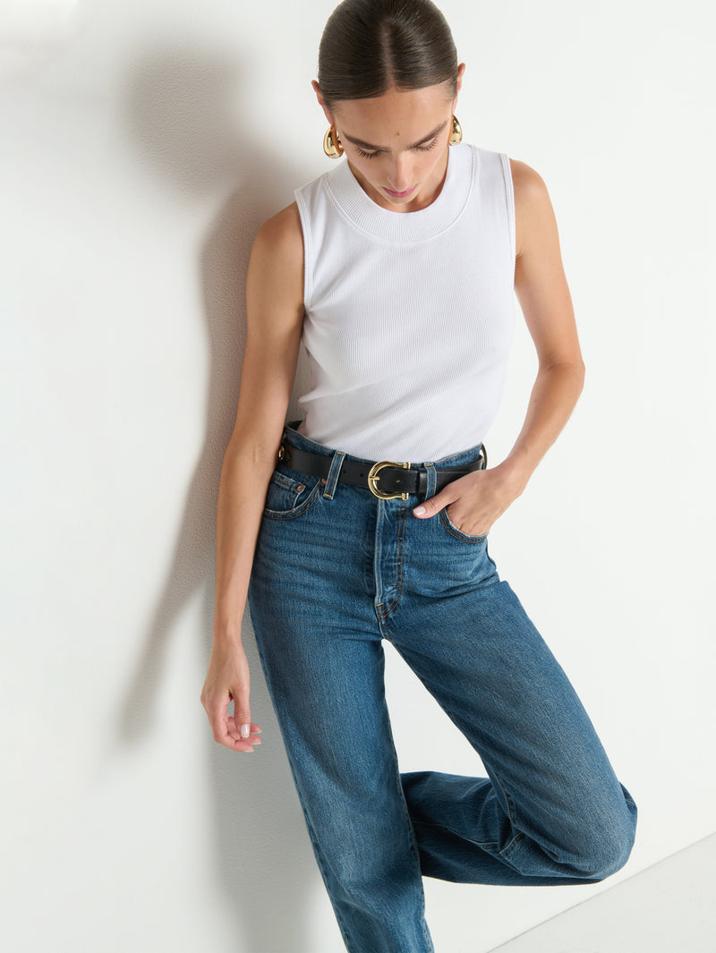 Nation Joan Sleeveless Mock Neck White