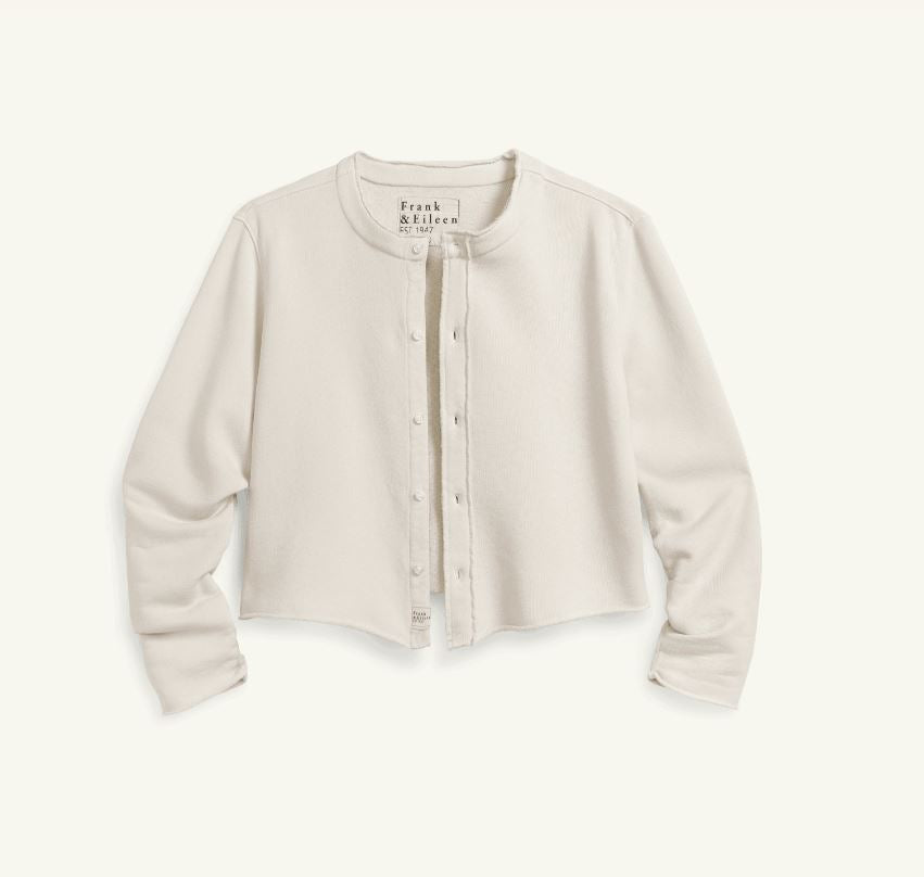 Frank &amp; Eileen Jackie Sweatshirt Cardigan Vintage White-Sweatshirts-West of Woodward Boutique-Vancouver-Canada