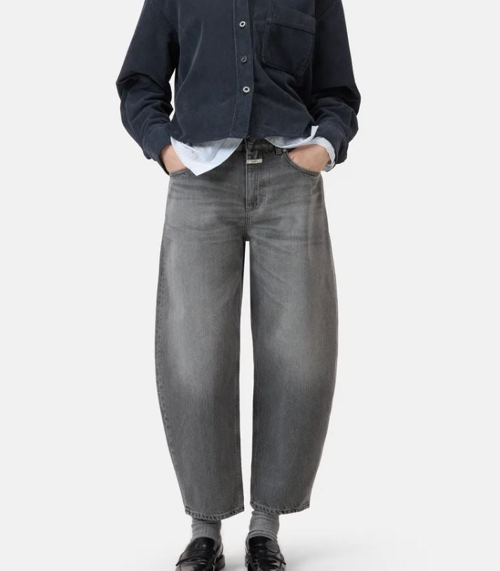 Closed Jazzie Barrel Leg Denim Jeans Mid Grey-Denim-West of Woodward Boutique-Vancouver-Canada