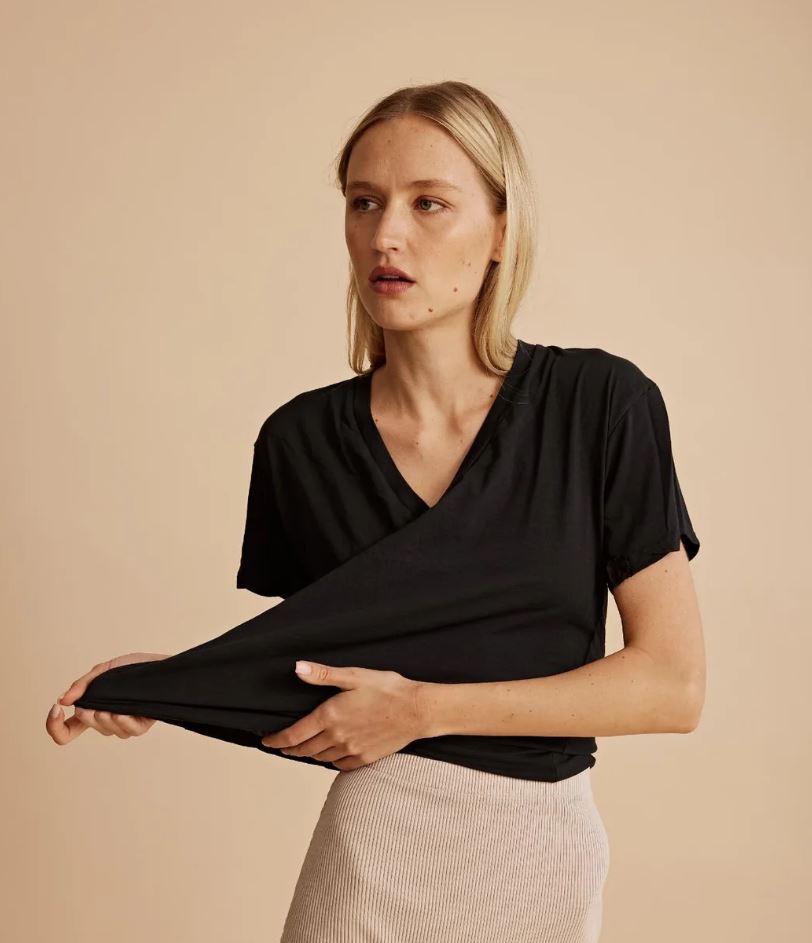 All Three Jessica V Neck Tee Black-T-Shirts-West of Woodward Boutique-Vancouver-Canada