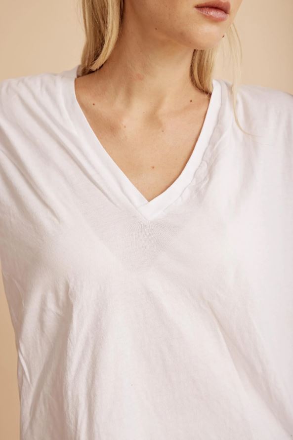 All Three Jessica V Neck Tee White-T-Shirts-West of Woodward Boutique-Vancouver-Canada