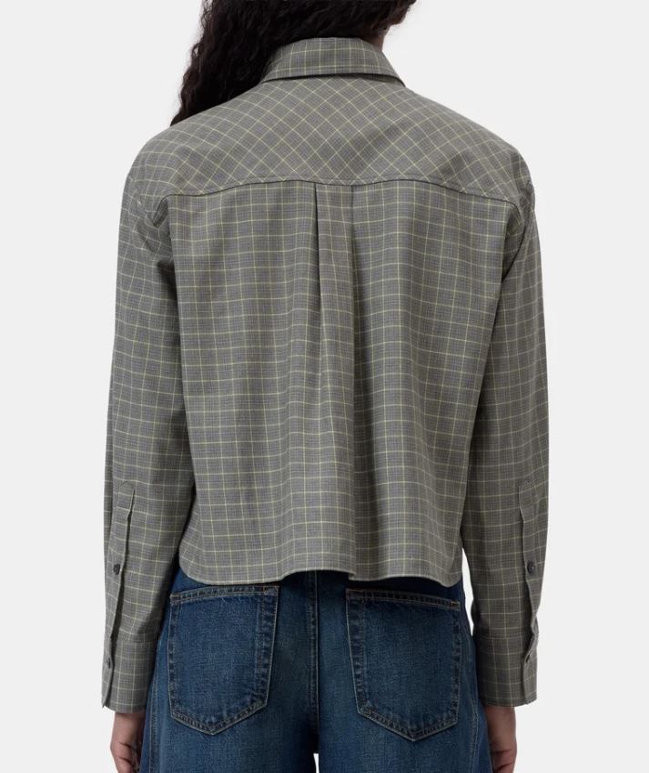 Closed Cropped Oversized Shirt Juniper Green-Shirts-West of Woodward Boutique-Vancouver-Canada
