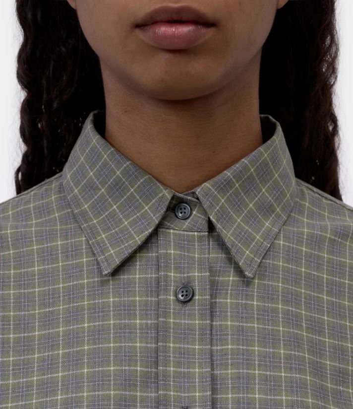 Closed Cropped Oversized Shirt Juniper Green-Shirts-West of Woodward Boutique-Vancouver-Canada