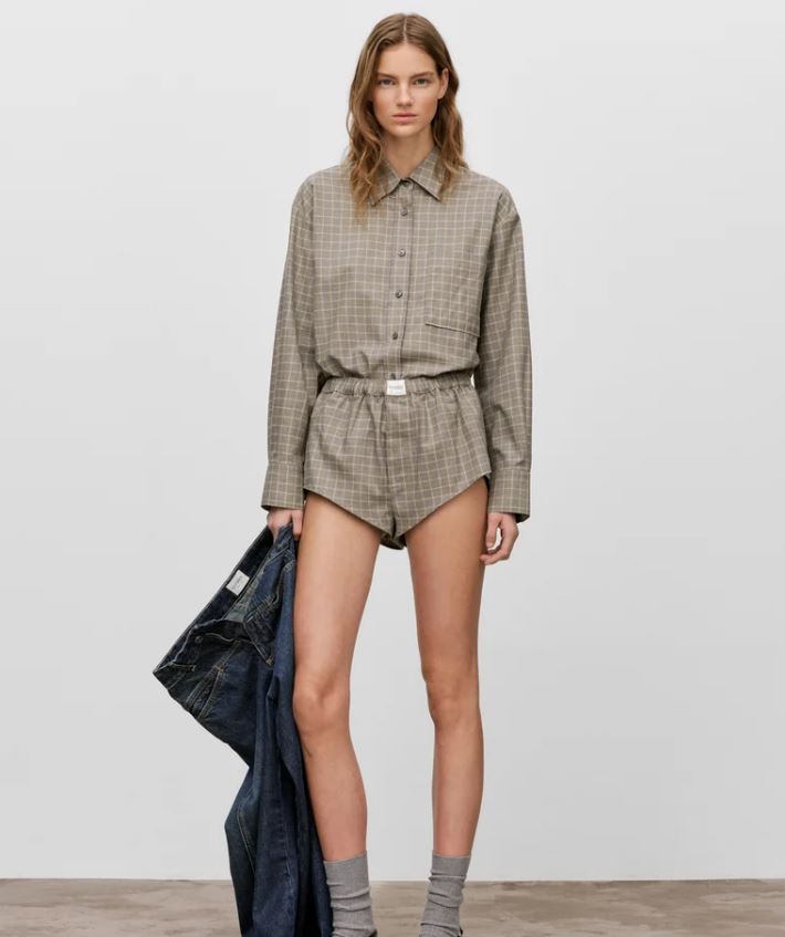 Closed Cropped Oversized Shirt Juniper Green-Shirts-West of Woodward Boutique-Vancouver-Canada