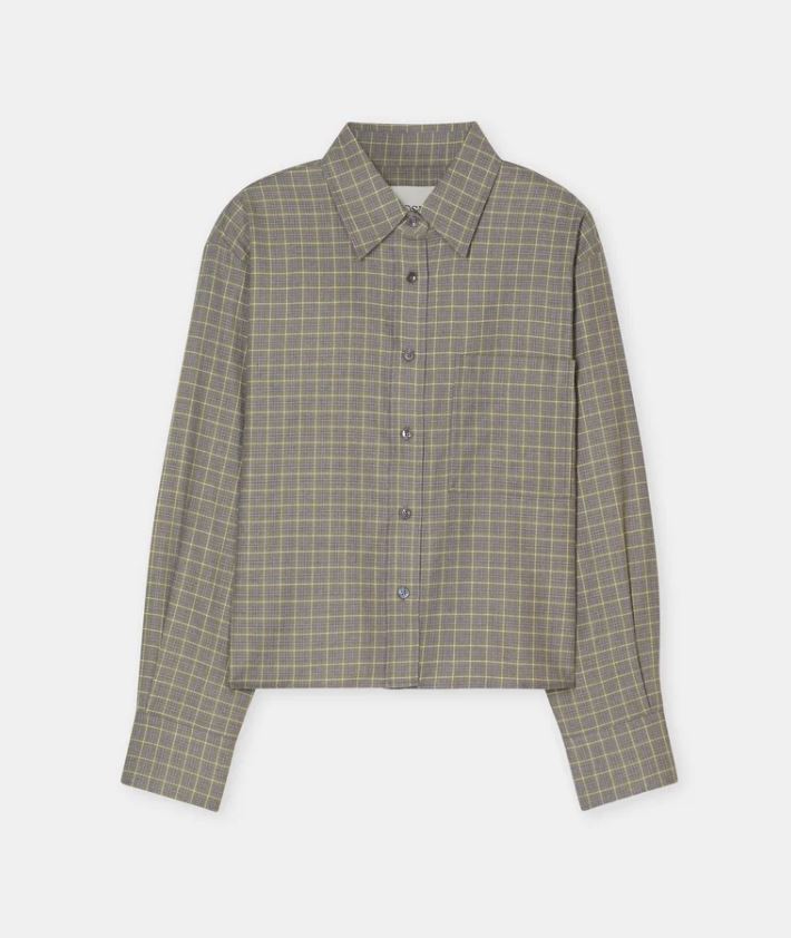 Closed Cropped Oversized Shirt Juniper Green-Shirts-West of Woodward Boutique-Vancouver-Canada