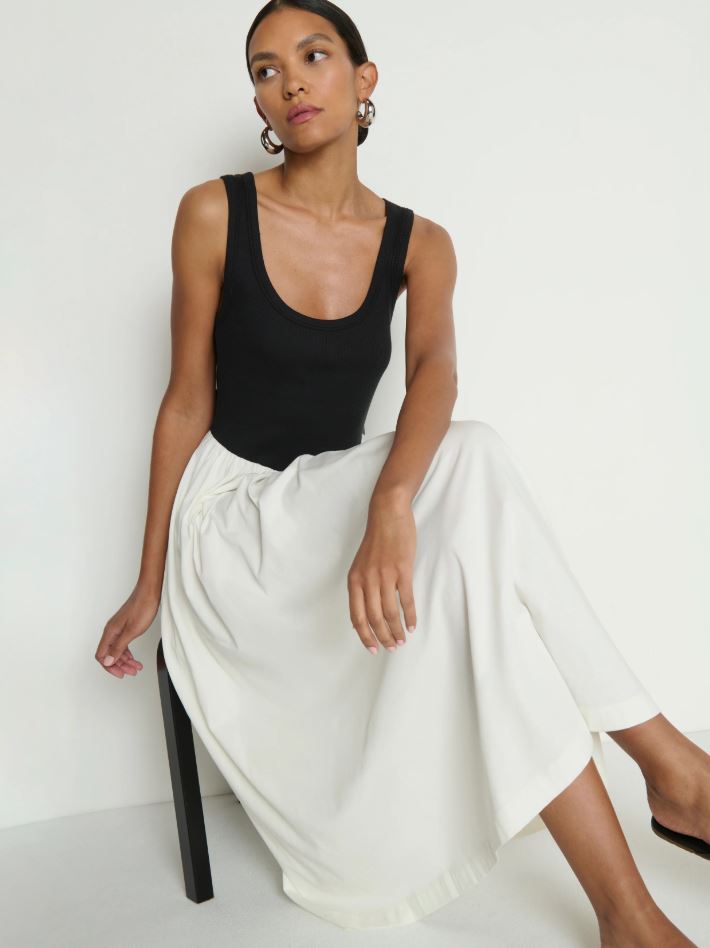 Nation Karla Midi Dress Porcelain Color Block-Dresses-West of Woodward Boutique-Vancouver-Canada