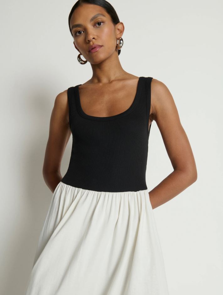 Nation Karla Midi Dress Porcelain Color Block-Dresses-West of Woodward Boutique-Vancouver-Canada