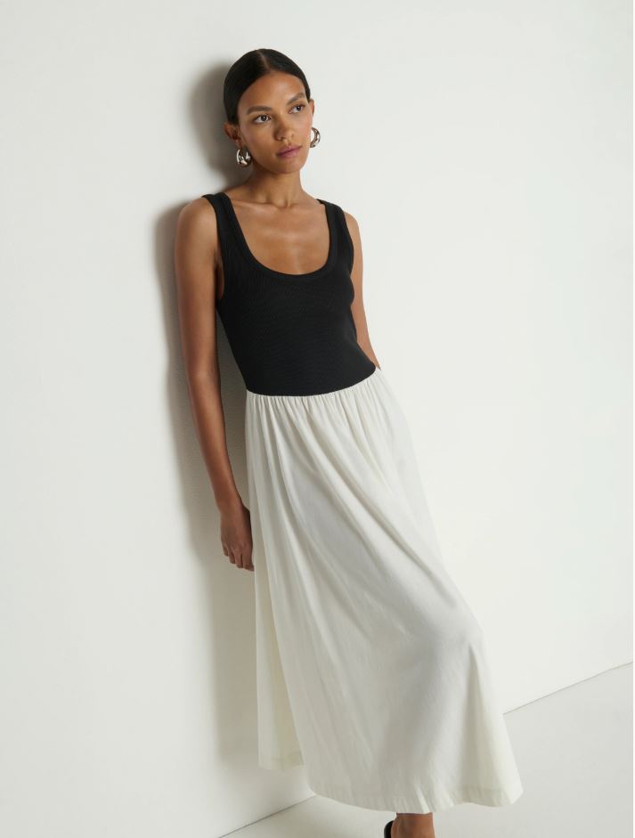 Nation Karla Midi Dress Porcelain Color Block-Dresses-West of Woodward Boutique-Vancouver-Canada