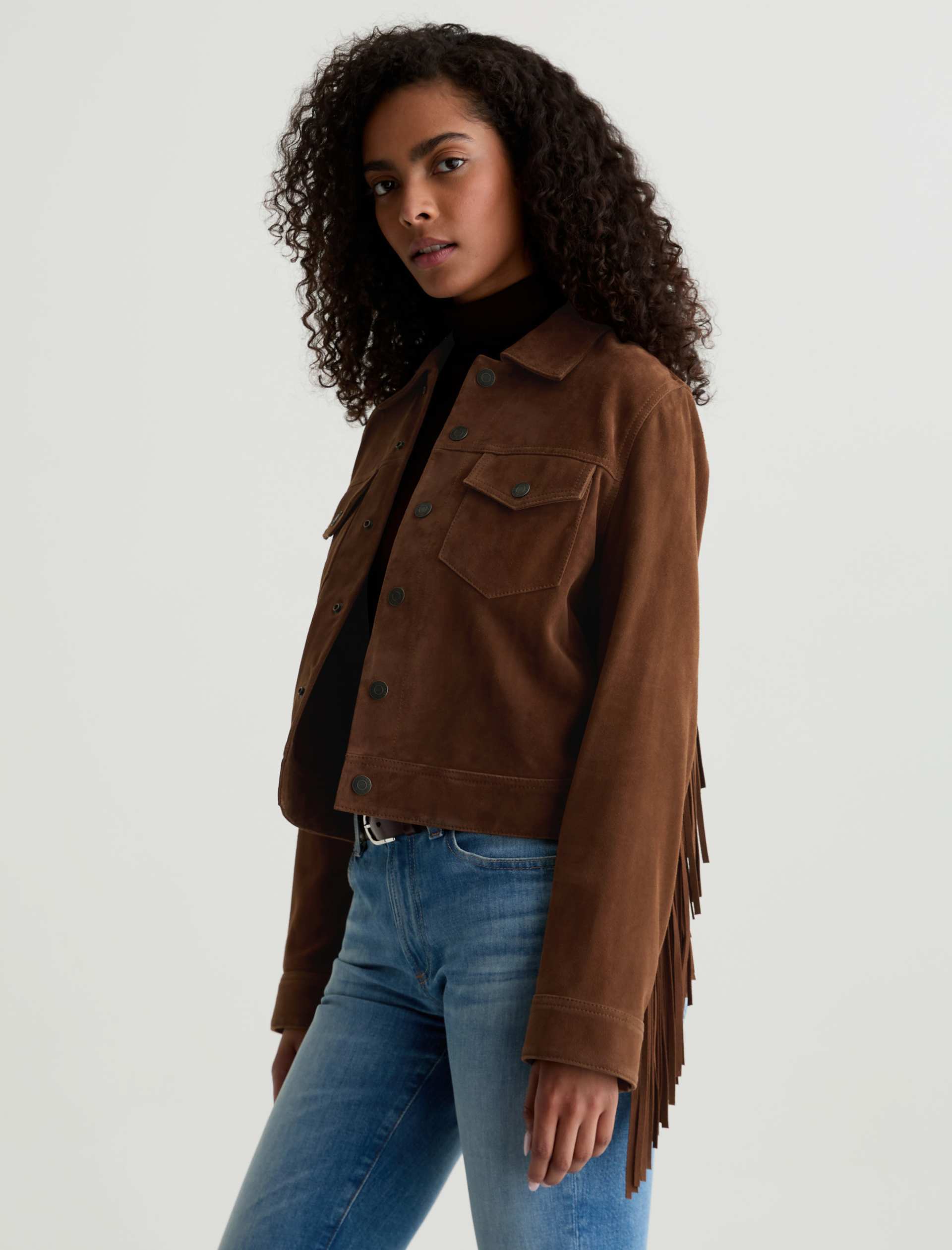 AG Molly Suede Jacket Toffee-Jackets-West of Woodward Boutique-Vancouver-Canada