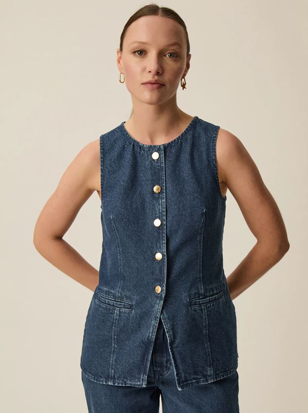 Des Petits Hauts Lucille Denim Shirt Dark Indigo-Shirts-West of Woodward Boutique-Vancouver-Canada