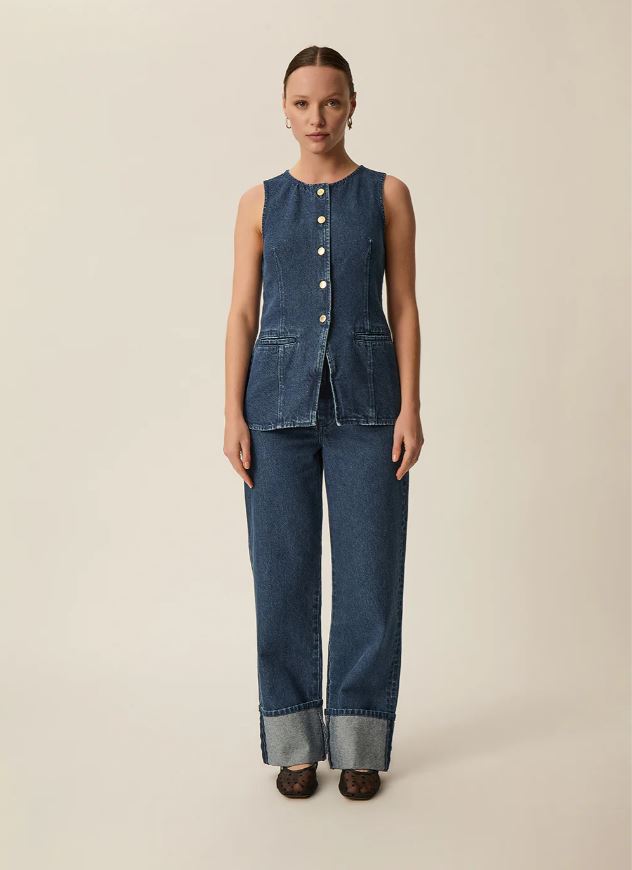 Des Petits Hauts Lucille Denim Shirt Dark Indigo-Shirts-West of Woodward Boutique-Vancouver-Canada