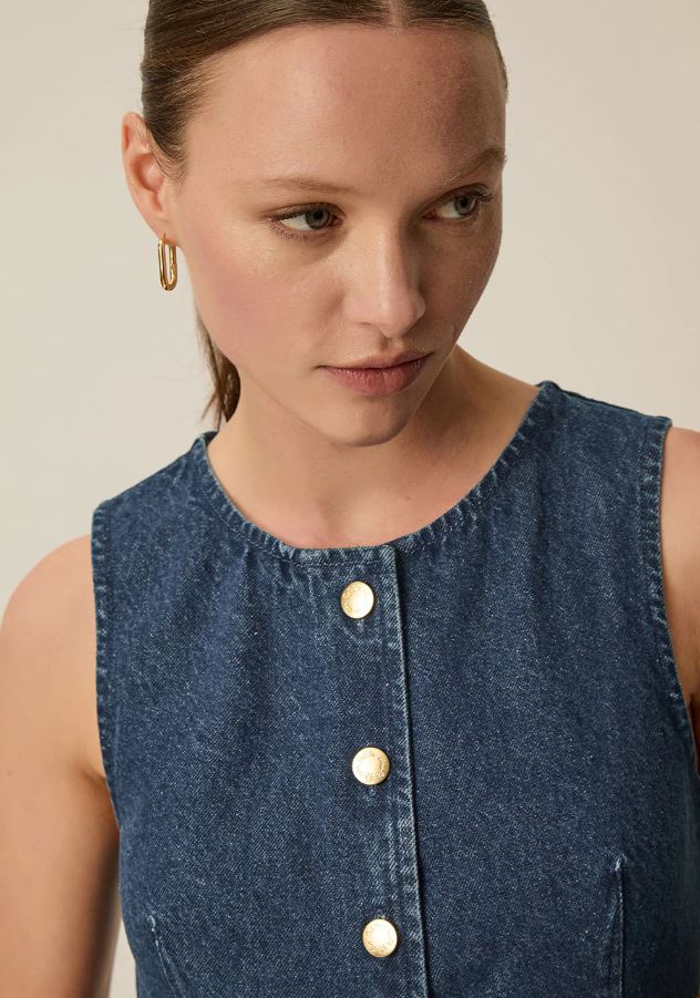 Des Petits Hauts Lucille Denim Shirt Dark Indigo-Shirts-West of Woodward Boutique-Vancouver-Canada