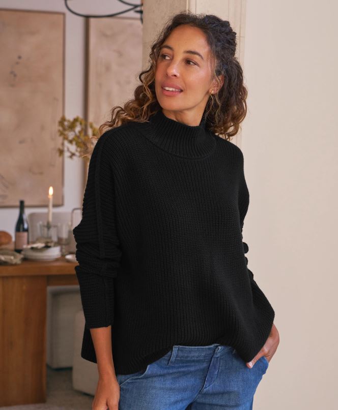 Frank & Eileen Montecito Turtleneck Sweater Black-Sweaters-West of Woodward Boutique-Vancouver-Canada