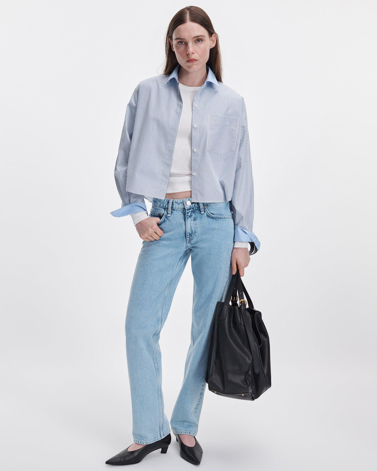 Rag & Bone Marin Multi Stripe Shirt Blue-Shirts-West of Woodward Boutique-Vancouver-Canada