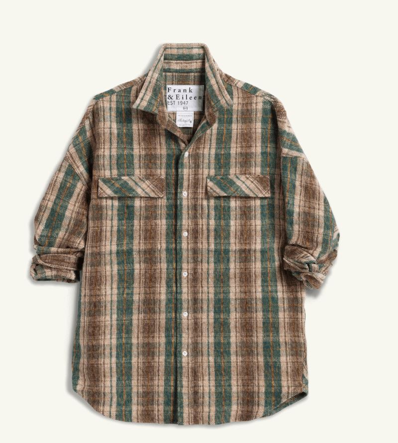 Frank &amp; Eileen Mcloghlin Utility Shirt Brown Green Sand Plaid-Shirts-West of Woodward Boutique-Vancouver-Canada
