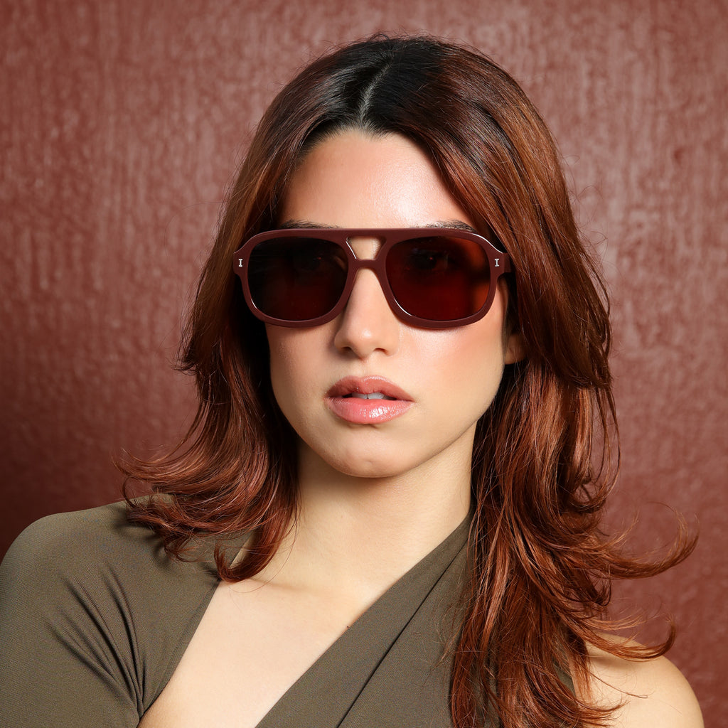 Illesteva Memphis Bordeaux Sunglasses Brown Lense-Accessories-West of Woodward Boutique-Vancouver-Canada