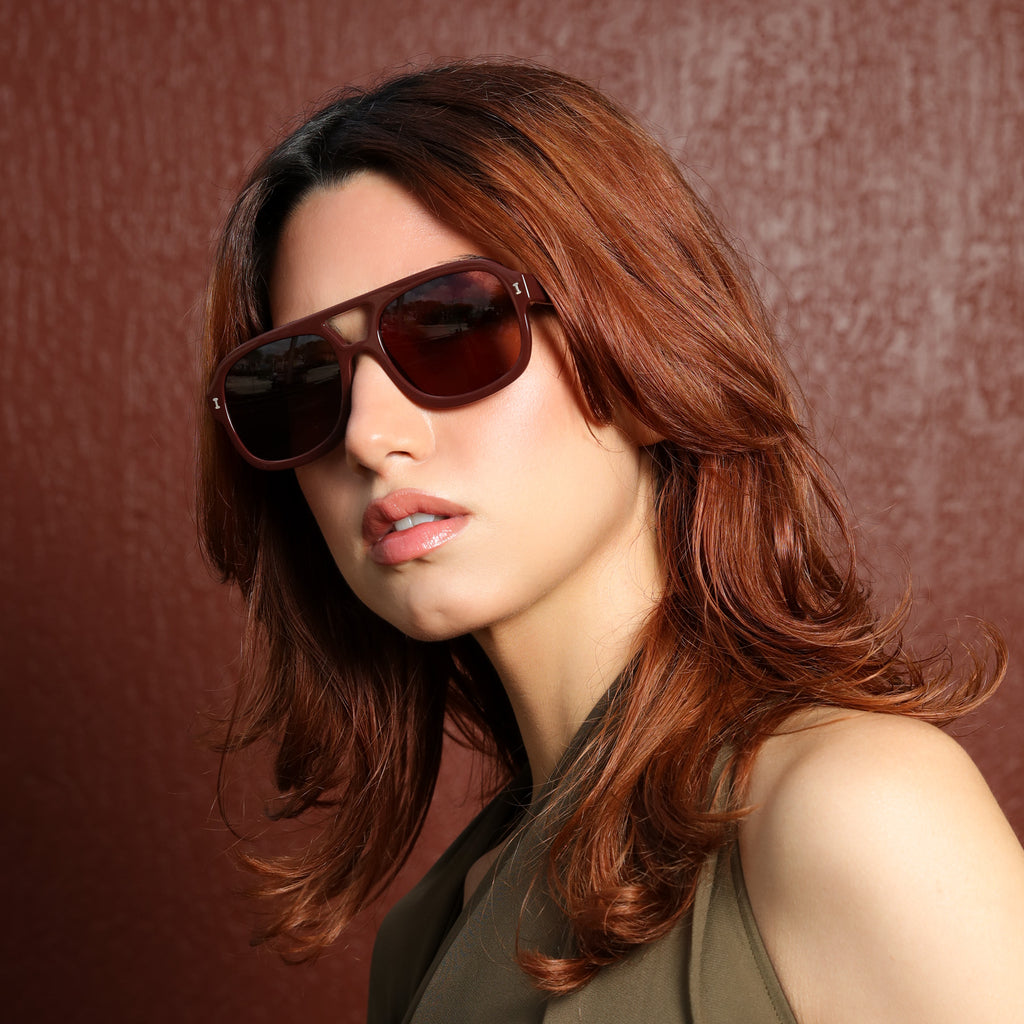 Illesteva Memphis Bordeaux Sunglasses Brown Lense-Accessories-West of Woodward Boutique-Vancouver-Canada