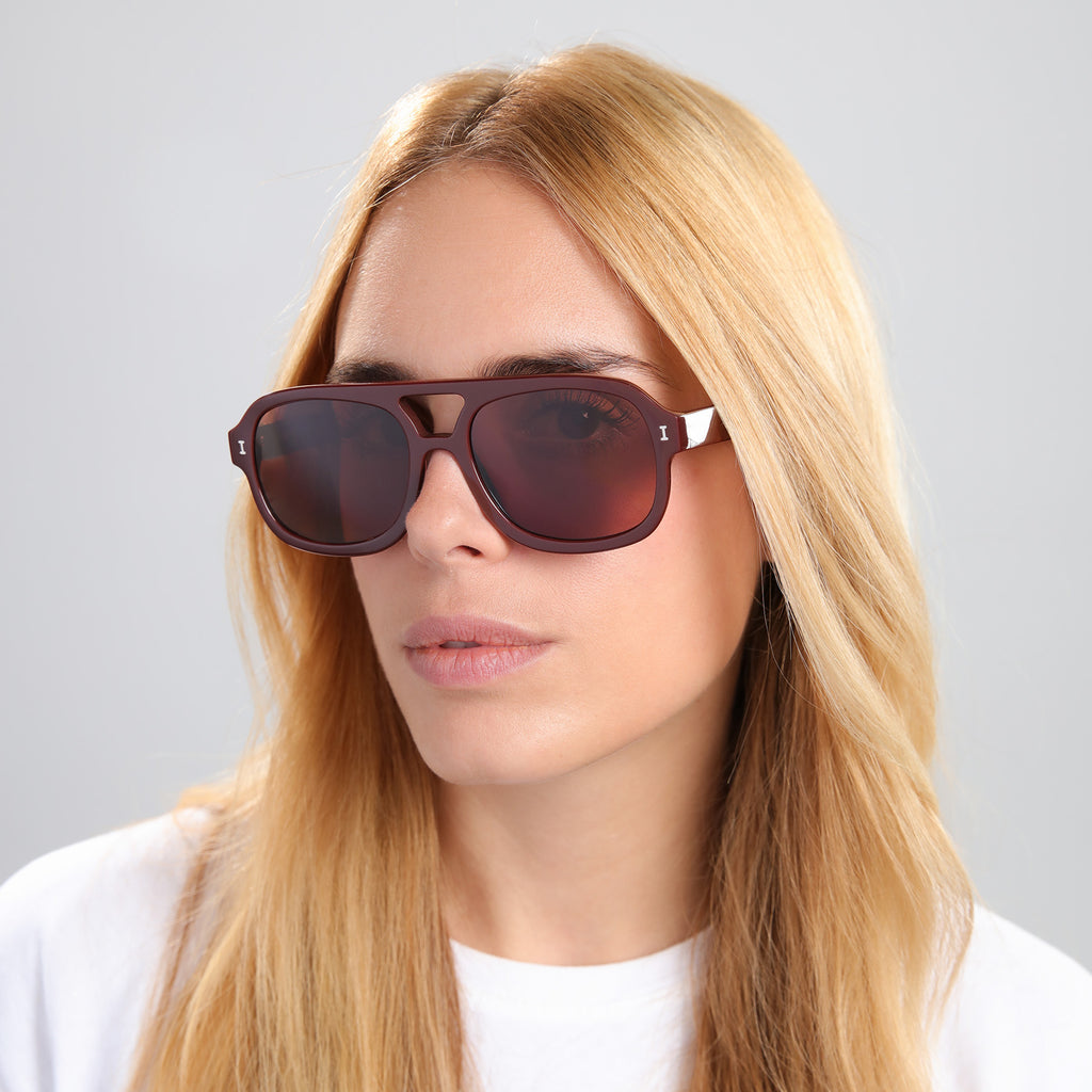 Illesteva Memphis Bordeaux Sunglasses Brown Lense-Accessories-West of Woodward Boutique-Vancouver-Canada
