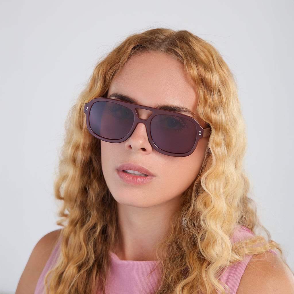 Illesteva Memphis Bordeaux Sunglasses Brown Lense-Accessories-West of Woodward Boutique-Vancouver-Canada