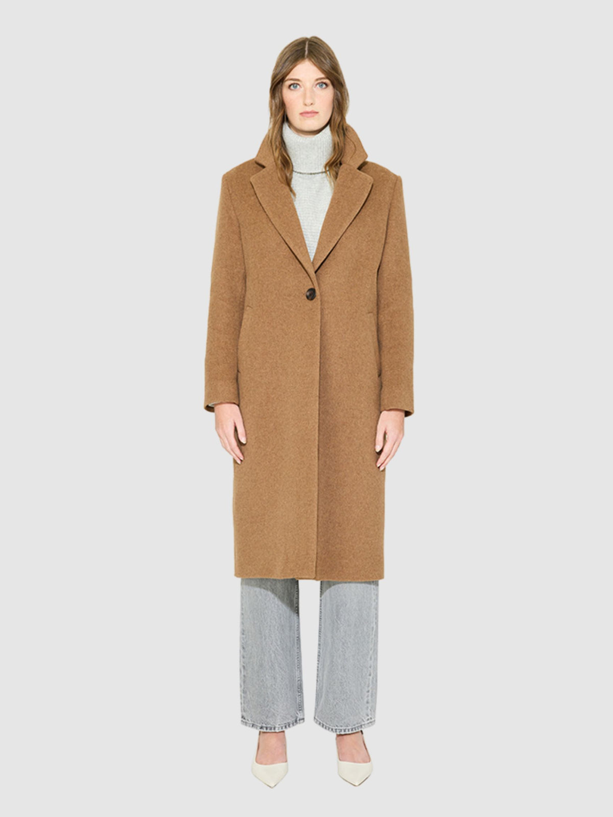 HiSO Mia Woven Coat Camel Melange-Coats-West of Woodward Boutique-Vancouver-Canada