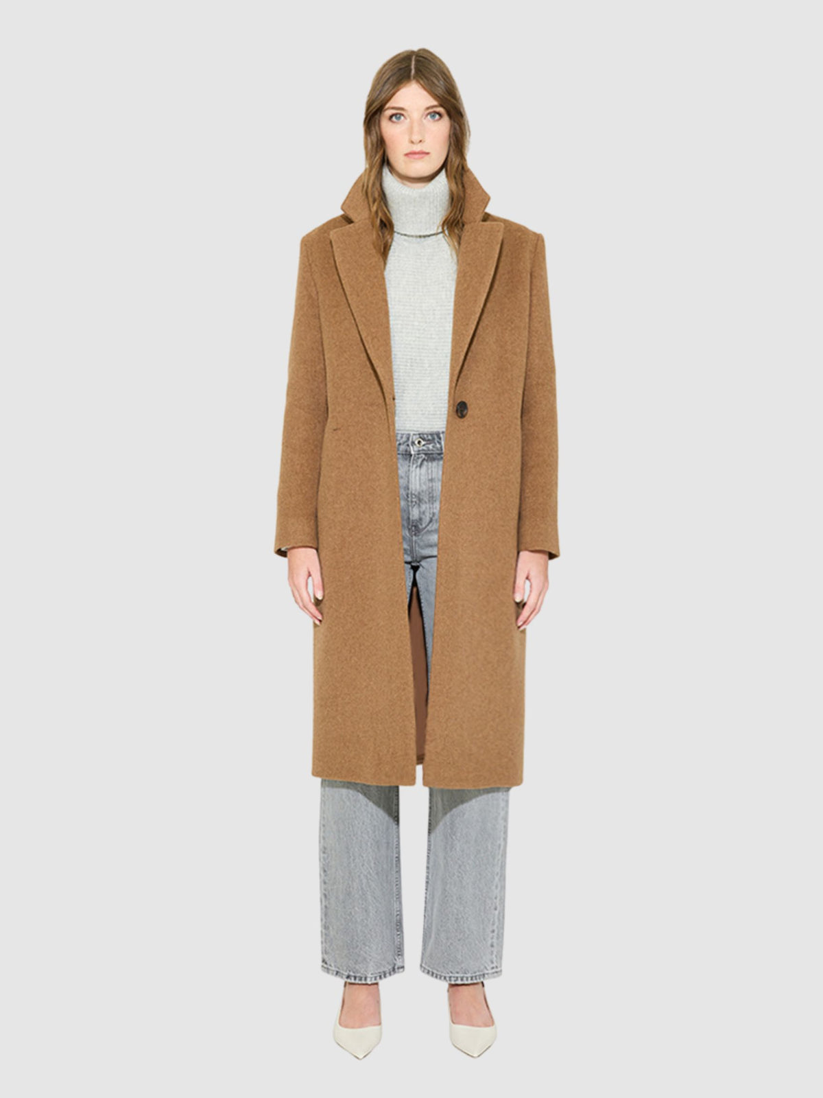 HiSO Mia Woven Coat Camel Melange-Coats-West of Woodward Boutique-Vancouver-Canada
