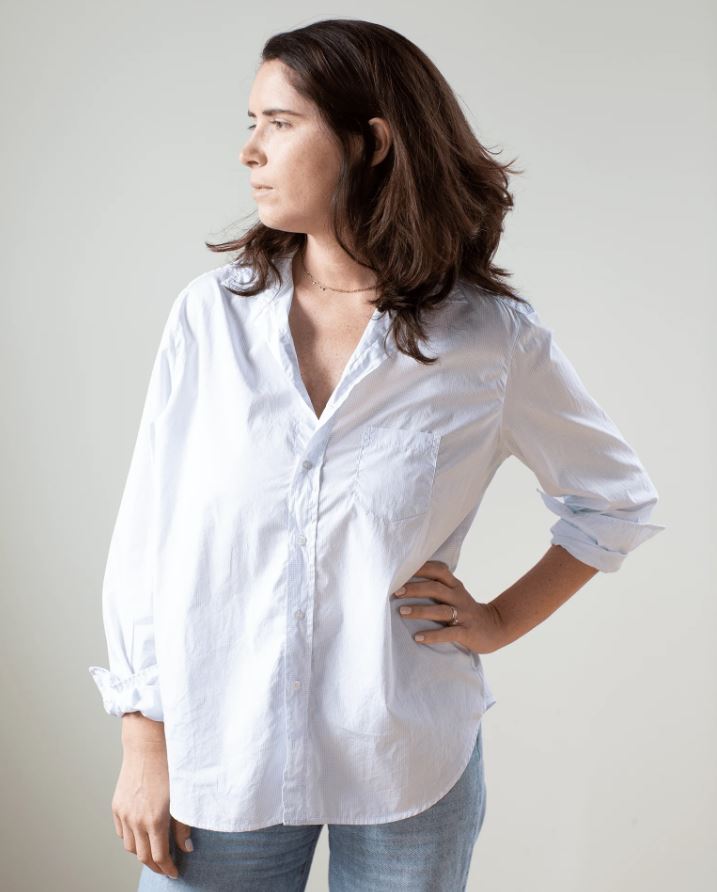 Frank & Eileen Eileen Button Up Shirt Micro Blue Grid-Shirts-West of Woodward Boutique-Vancouver-Canada