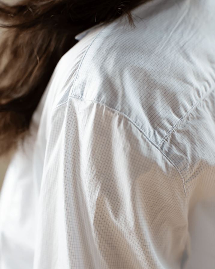 Frank & Eileen Eileen Button Up Shirt Micro Blue Grid-Shirts-West of Woodward Boutique-Vancouver-Canada