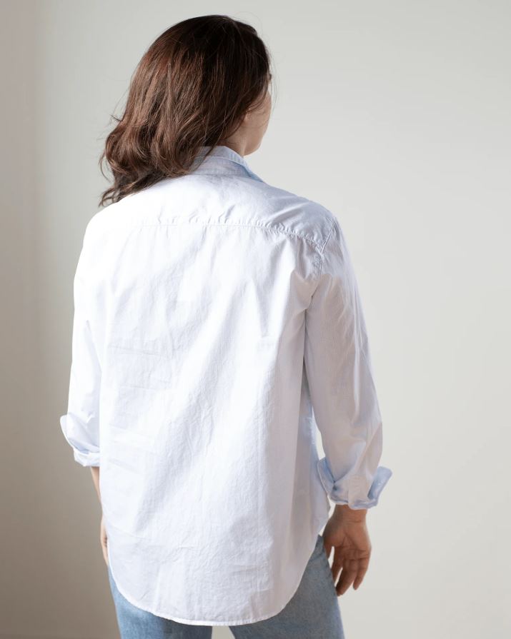 Frank &amp; Eileen Eileen Button Up Shirt Micro Blue Grid-Shirts-West of Woodward Boutique-Vancouver-Canada