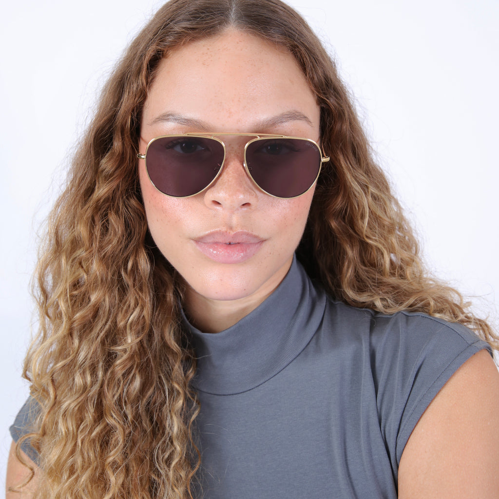 Illesteva Naxos 58 Gold Grey Flat Lenses-Accessories-West of Woodward Boutique-Vancouver-Canada