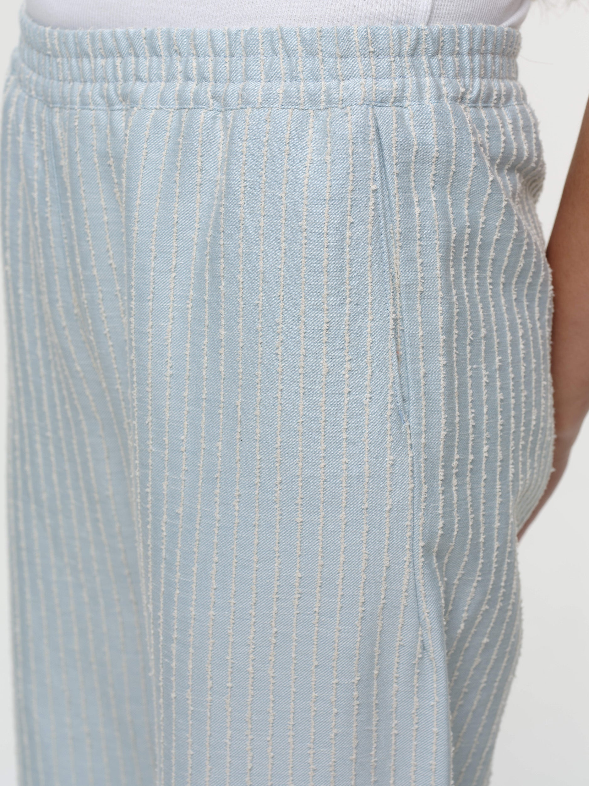 Our Sister Takki Cotton Linen Pant Light Blue Stripe-Pants-West of Woodward Boutique-Vancouver-Canada