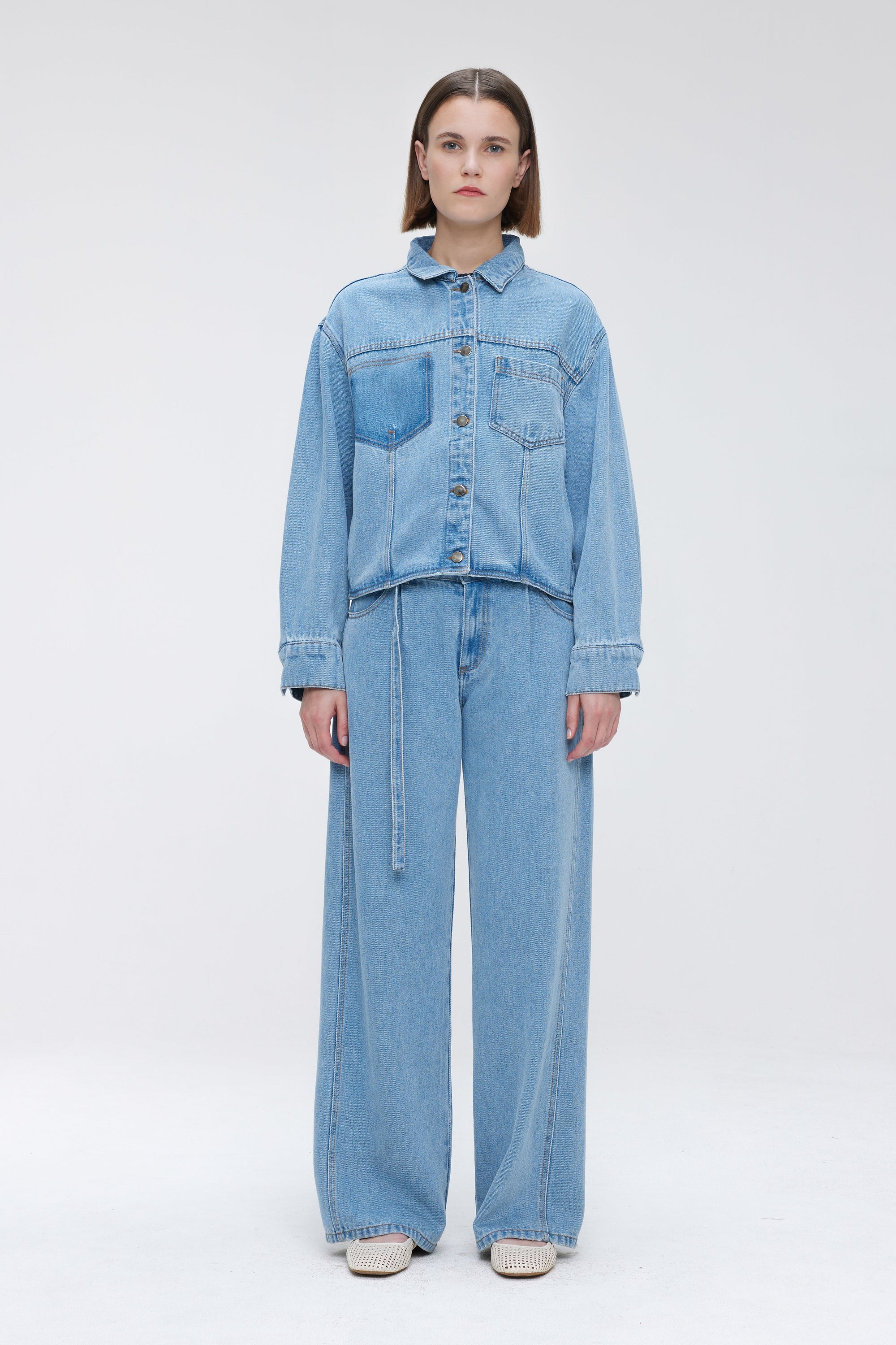 Our Sister Juno Denim Jacket Light Blue-Jackets-West of Woodward Boutique-Vancouver-Canada
