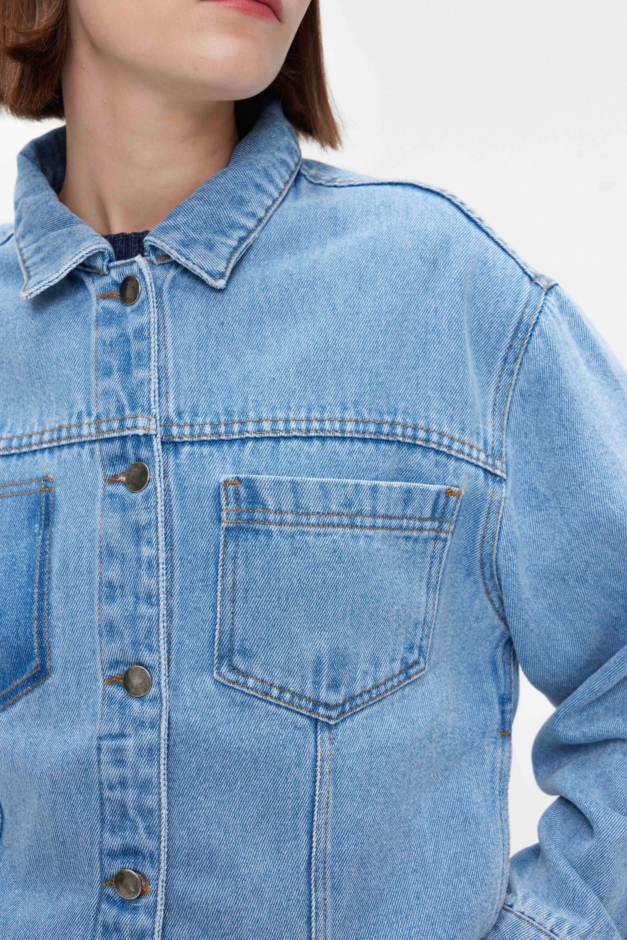 Our Sister Juno Denim Jacket Light Blue-Jackets-West of Woodward Boutique-Vancouver-Canada