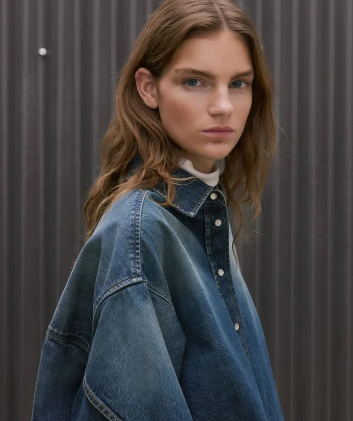 Closed Overlay Detail Denim Shirt Jacket Dark Blue-Shirts-West of Woodward Boutique-Vancouver-Canada