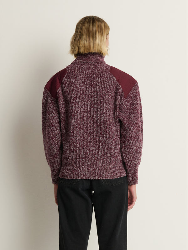 Nation Ltd. Pepper Patched Sweater Heather Port-Sweaters-West of Woodward Boutique-Vancouver-Canada