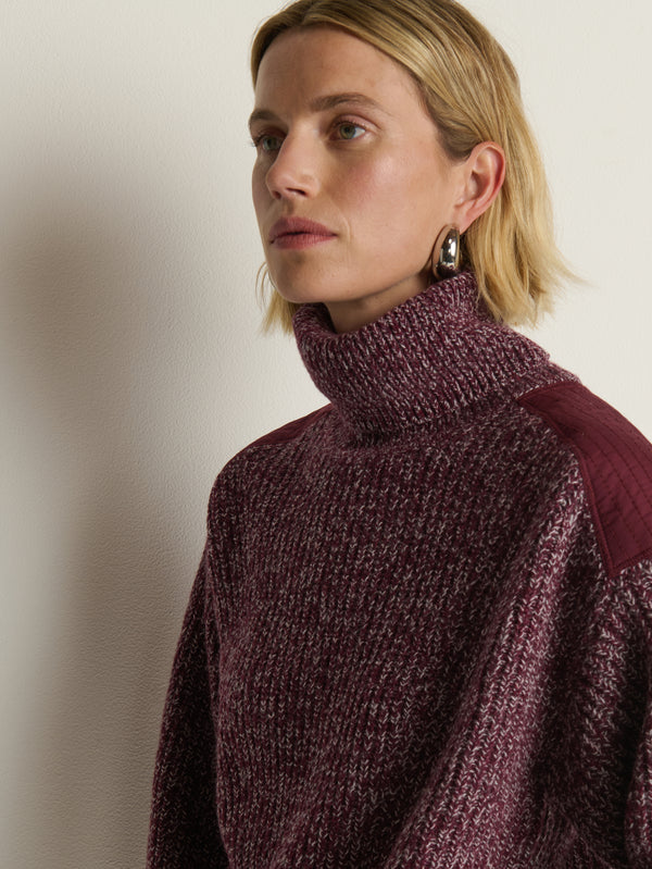 Nation Ltd. Pepper Patched Sweater Heather Port-Sweaters-West of Woodward Boutique-Vancouver-Canada