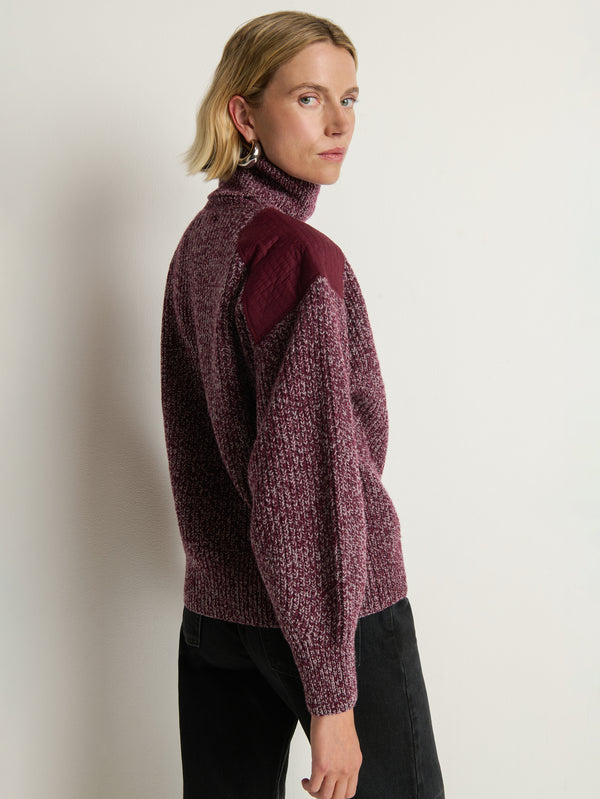 Nation Ltd. Pepper Patched Sweater Heather Port-Sweaters-West of Woodward Boutique-Vancouver-Canada