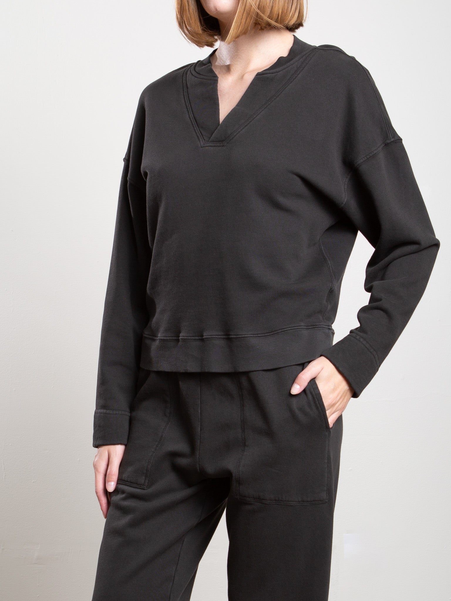 Pharaoh Roman Henley Sweatshirt Vintage Black-Sweatshirts-West of Woodward Boutique-Vancouver-Canada