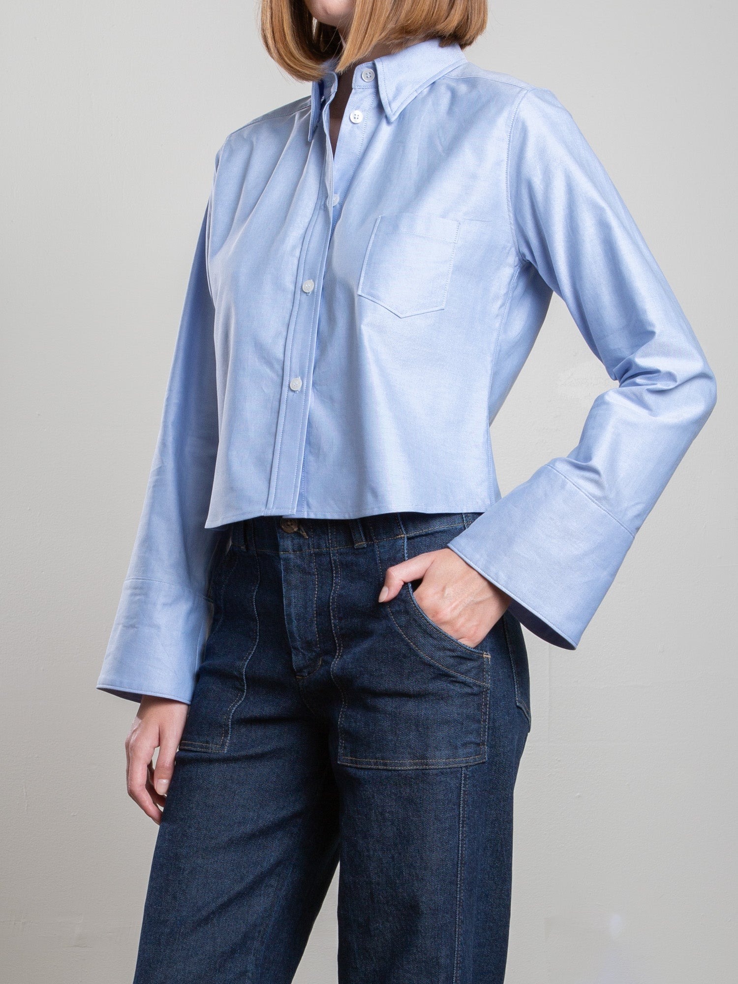 Pharaoh Monty Button Up Shirt Spanish Oxford Banker Blue-Shirts-West of Woodward Boutique-Vancouver-Canada