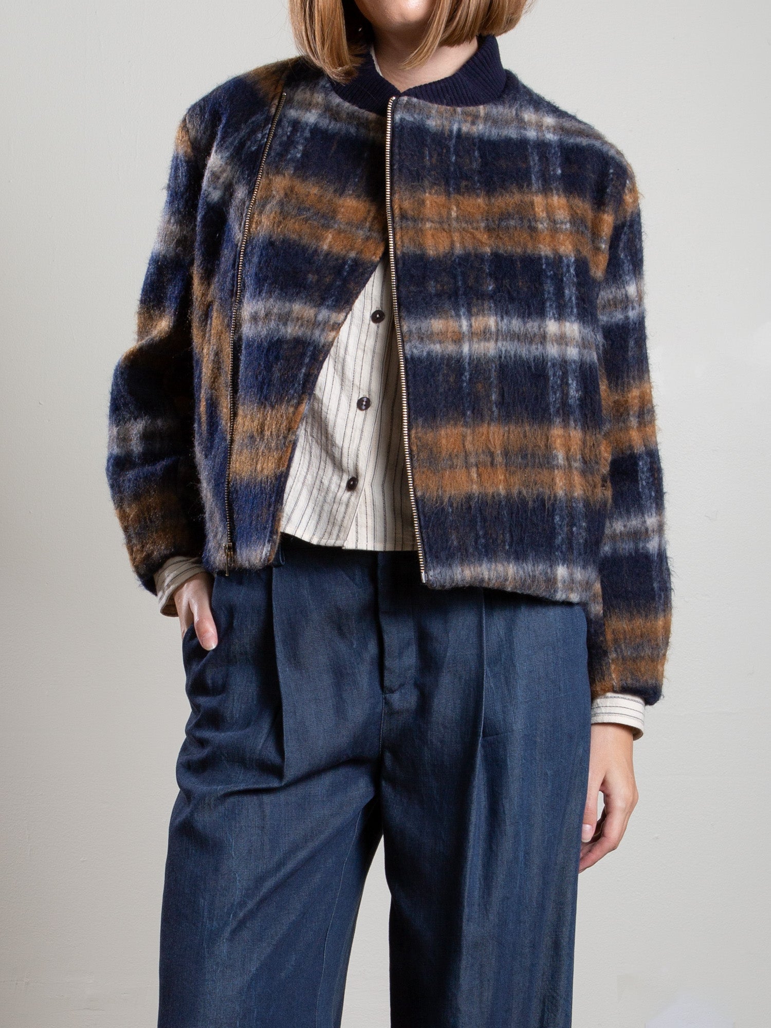 Pharaoh Pierce Bomber Jacket Brushed Plaid Laurel-Coats-West of Woodward Boutique-Vancouver-Canada