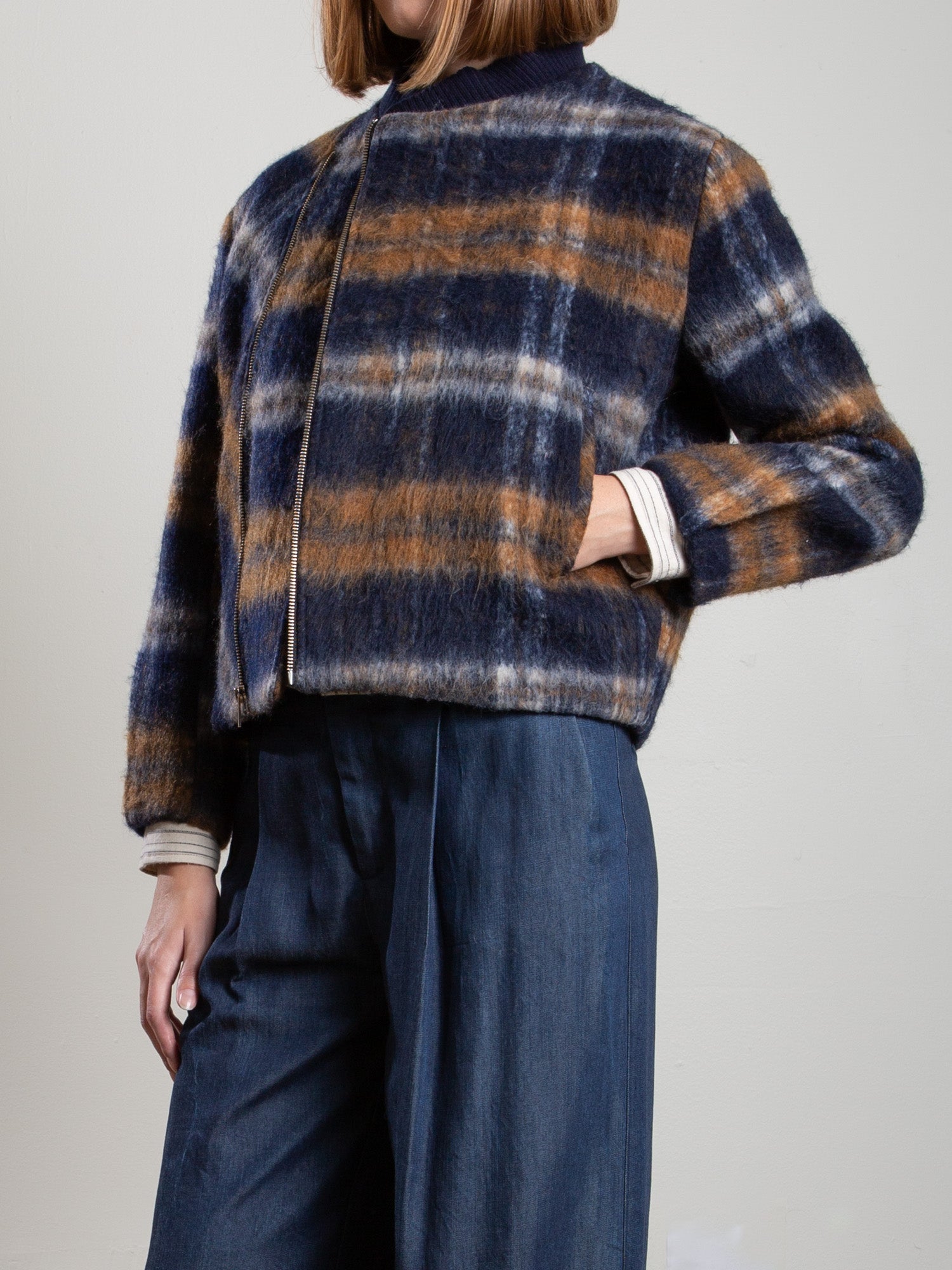 Pharaoh Pierce Bomber Jacket Brushed Plaid Laurel-Coats-West of Woodward Boutique-Vancouver-Canada