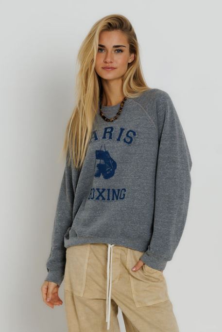 Sunny Somewhere Raglan Sweatshirt Paris Boxing Heather Grey-Sweatshirts-West of Woodward Boutique-Vancouver-Canada