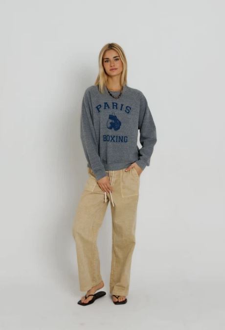 Sunny Somewhere Raglan Sweatshirt Paris Boxing Heather Grey-Sweatshirts-West of Woodward Boutique-Vancouver-Canada