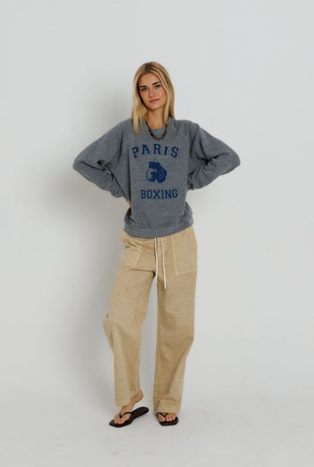 Sunny Somewhere Raglan Sweatshirt Paris Boxing Heather Grey-Sweatshirts-West of Woodward Boutique-Vancouver-Canada