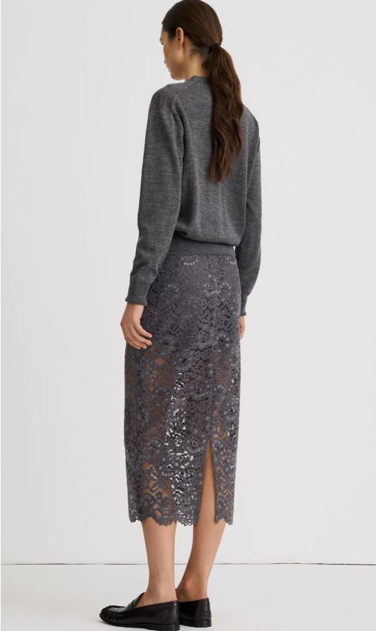 Smythe Lace Pencil Skirt Graphite-Dresses-West of Woodward Boutique-Vancouver-Canada