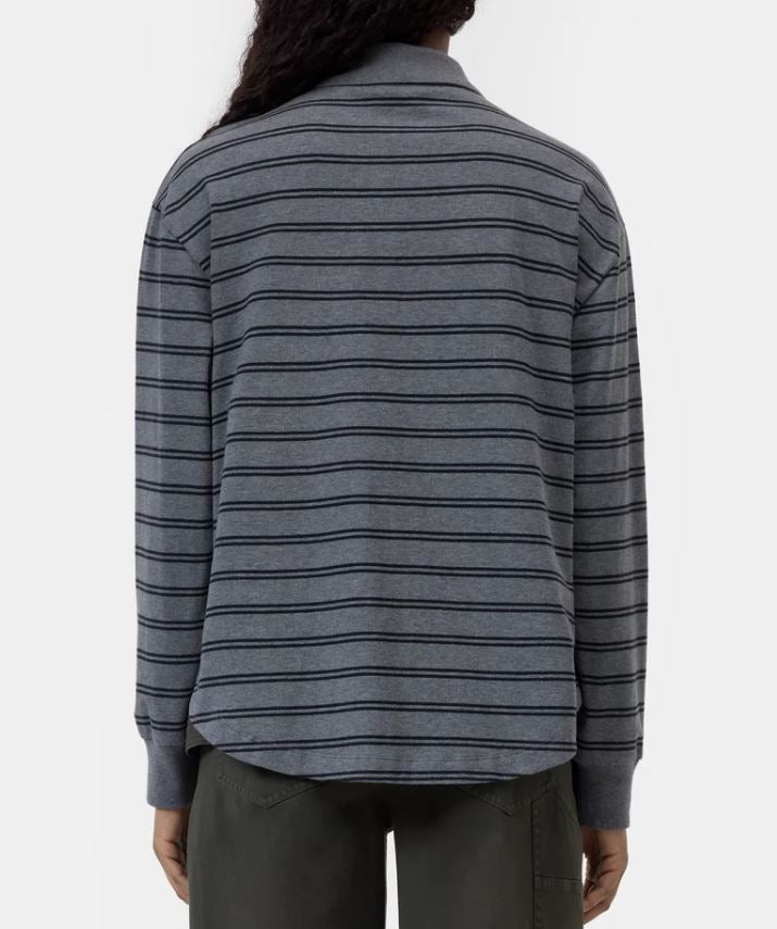 Closed Polo Longsleeve Dark Grey Melange-Shirts-West of Woodward Boutique-Vancouver-Canada