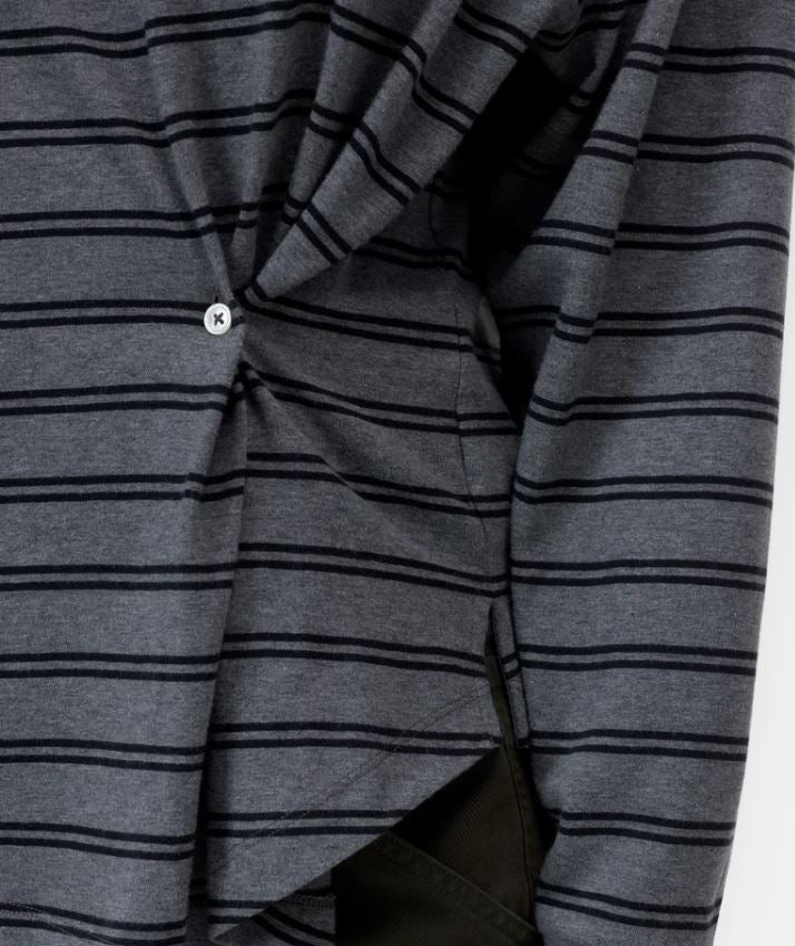 Closed Polo Longsleeve Dark Grey Melange-Shirts-West of Woodward Boutique-Vancouver-Canada
