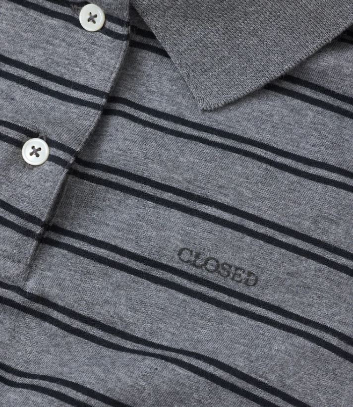 Closed Polo Longsleeve Dark Grey Melange-Shirts-West of Woodward Boutique-Vancouver-Canada