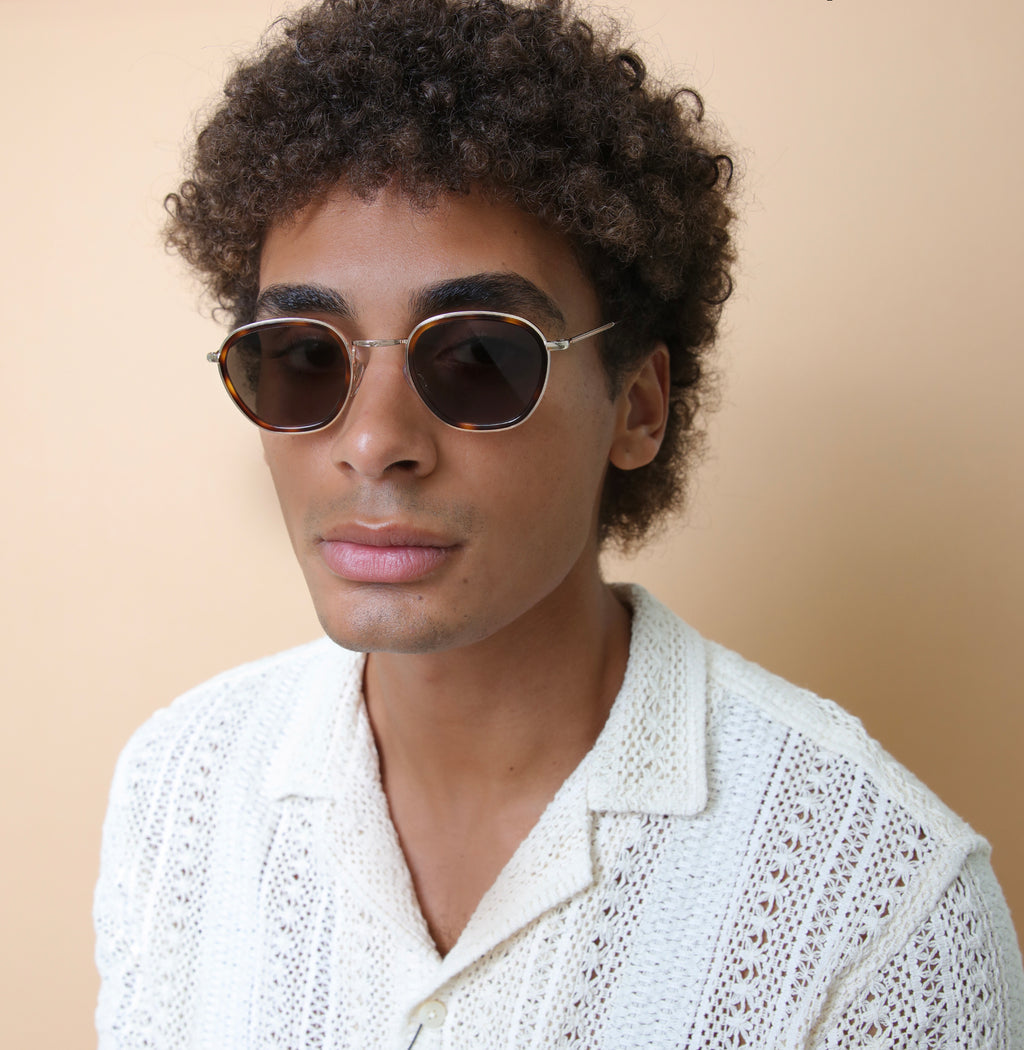 Illesteva Prince Tate Havana Gold Grey Flat Lenses-Accessories-West of Woodward Boutique-Vancouver-Canada